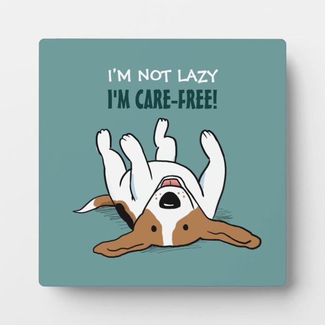 Cute Beagle Cartoon Dog with Custom Text Plaque (Front)