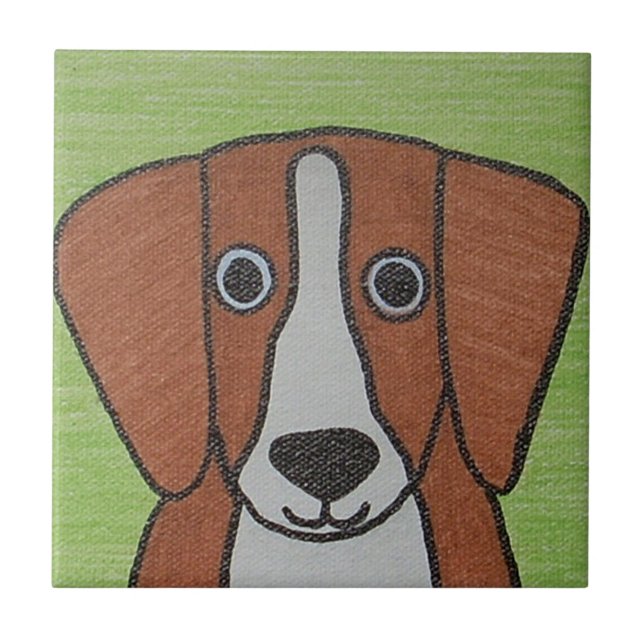 Cute Beagle Ceramic Tile (Front)