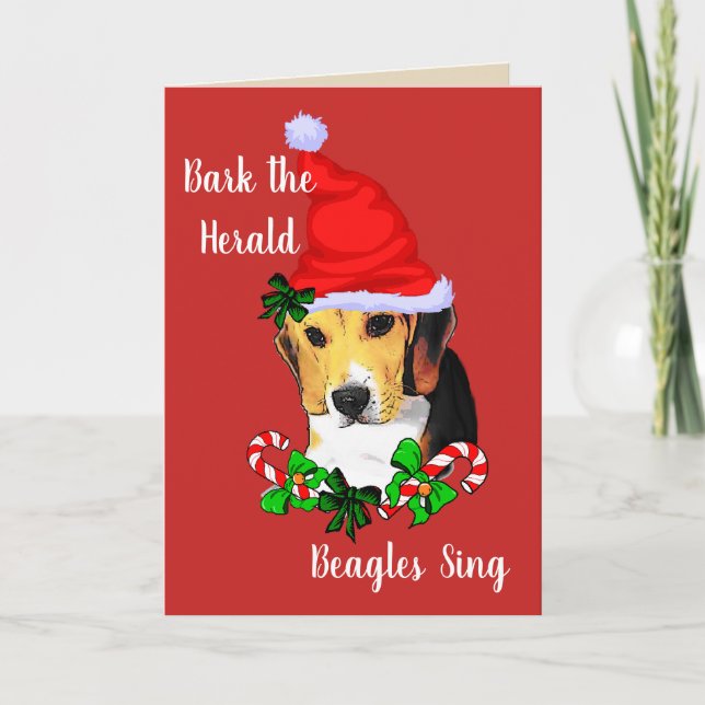 Cute Beagle Christmas Holiday Card (Front)
