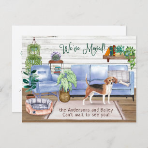 Cute Beagle Cosy New Home Moving          Announcement Postcard