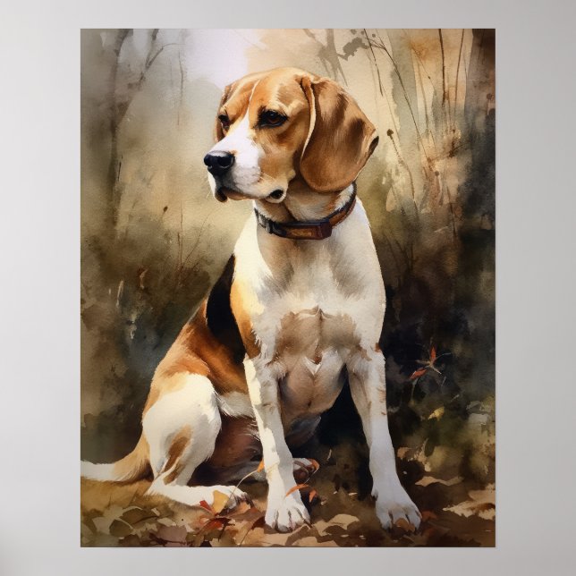 Cute Beagle Dog Art Print Poster (Front)