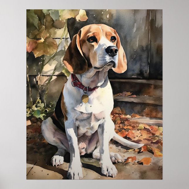 Cute Beagle Dog Art Print Poster (Front)