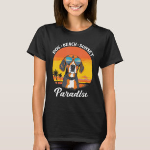 Cute Beagle Dog Beach Sunset Paradise T-Shirt