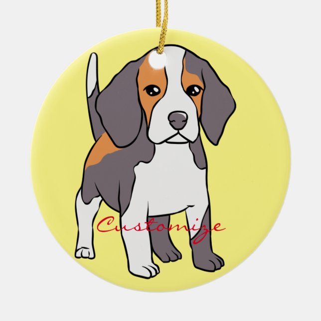Cute Beagle Dog Breed Thunder_Cove Ceramic Ornament (Front)