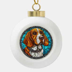 Cute Beagle dog Ceramic Ball Christmas Ornament