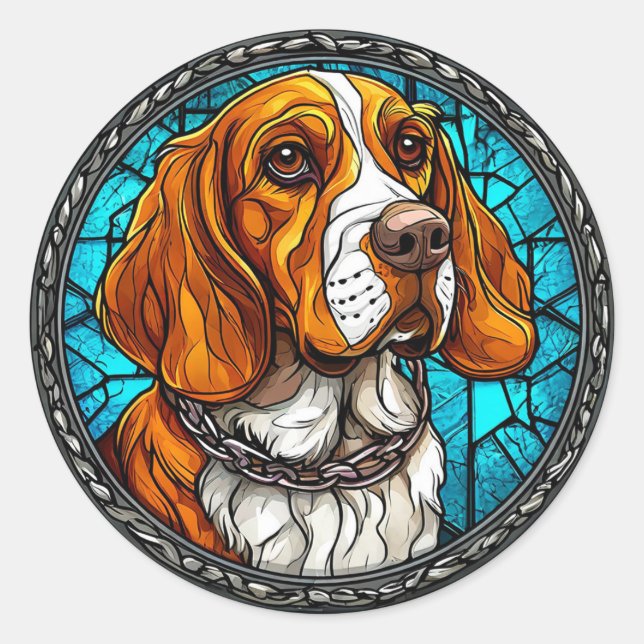 Cute Beagle dog Classic Round Sticker (Front)