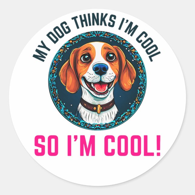 Cute beagle dog classic round sticker (Front)