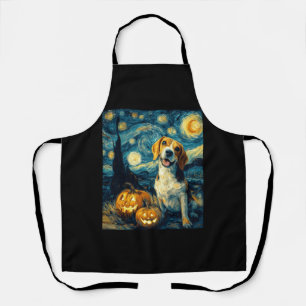 Cute beagle Dog Halloween Jack O Lantern Pumpkin F Apron