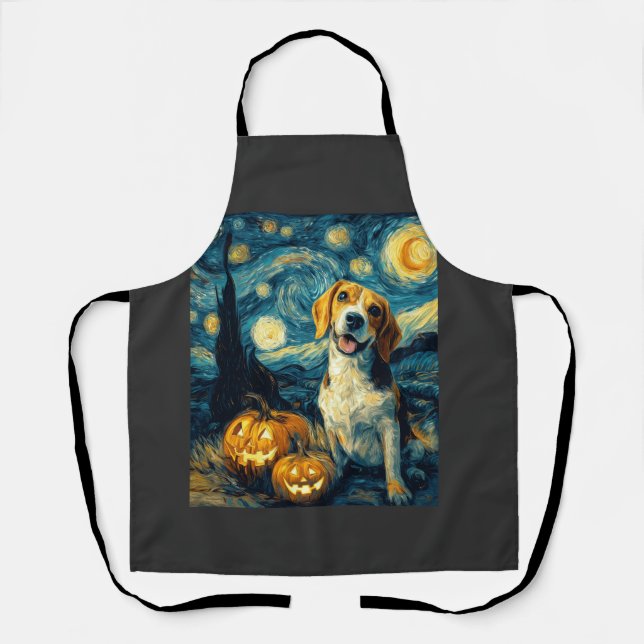 Cute beagle Dog Halloween Jack O Lantern Pumpkin F Apron (Front)