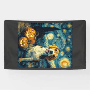 Cute beagle Dog Halloween Jack O Lantern Pumpkin F Banner