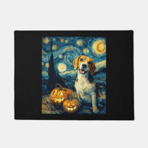 Cute beagle Dog Halloween Jack O Lantern Pumpkin F Doormat