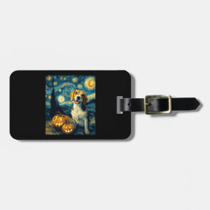 Cute beagle Dog Halloween Jack O Lantern Pumpkin F Luggage Tag