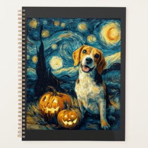 Cute beagle Dog Halloween Jack O Lantern Pumpkin F Planner