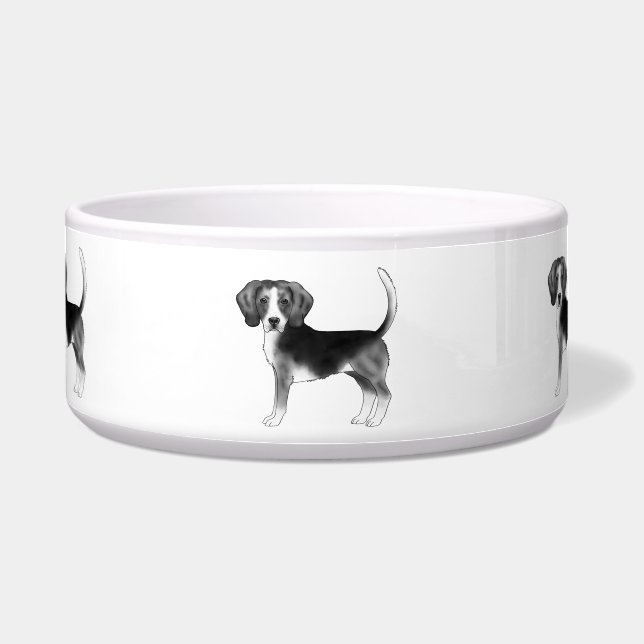 Cute Beagle Dog Illustration In Black And White (Front)