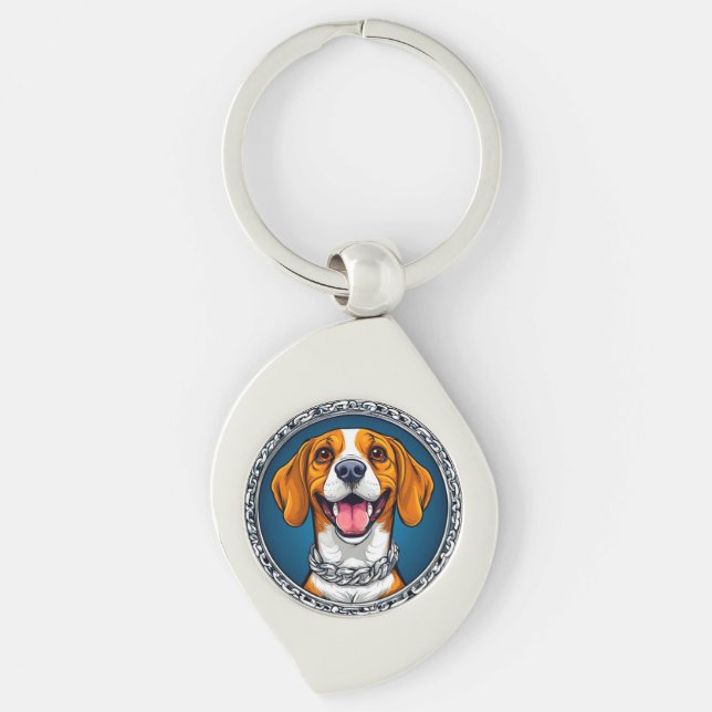 Cute Beagle dog Key Ring (Front)