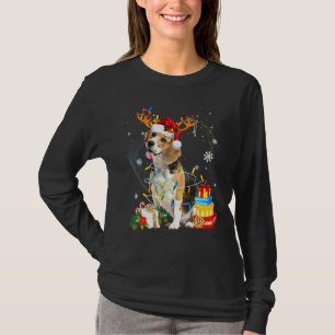 Cute Beagle Dog Lights Santa Hat Sweater Xmas Tree