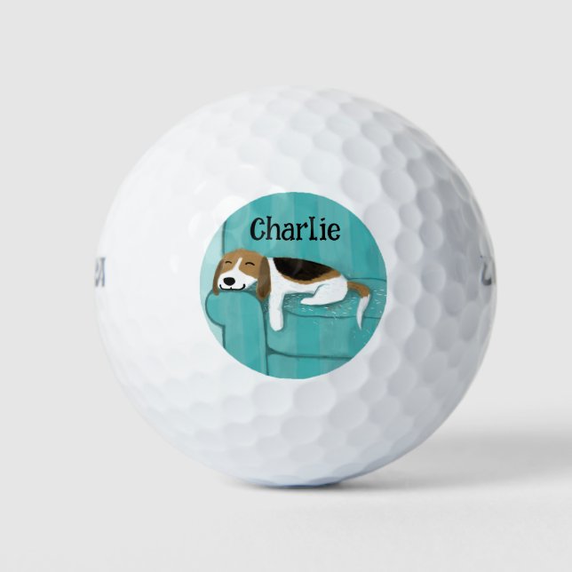 Cute Beagle Dog Lover Custom Golf Balls (Front)