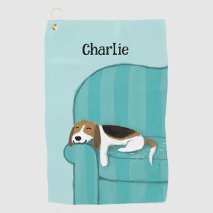 Cute Beagle Dog Lover Custom Golf Towel
