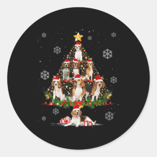Cute Beagle Dog Lovers Christmas Tree Lights Xmas Classic Round Sticker