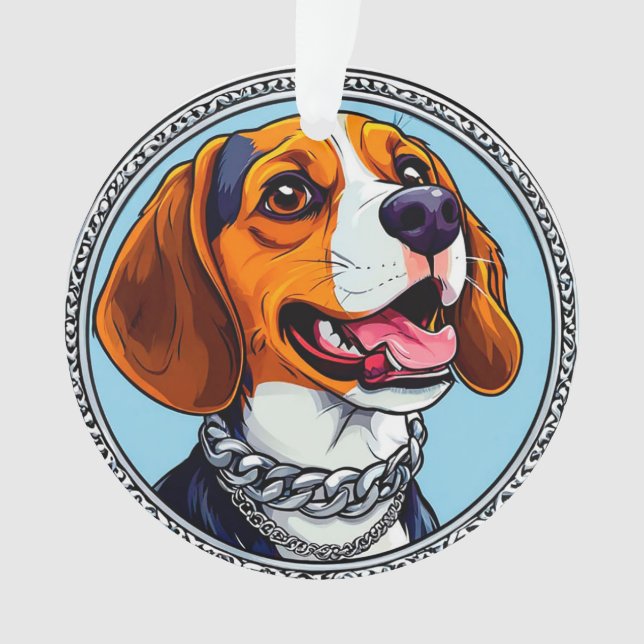 Cute beagle Dog Ornament (Front)