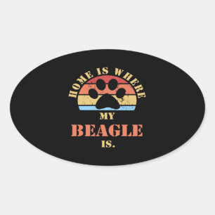 Cute Beagle Dog Oval Sticker