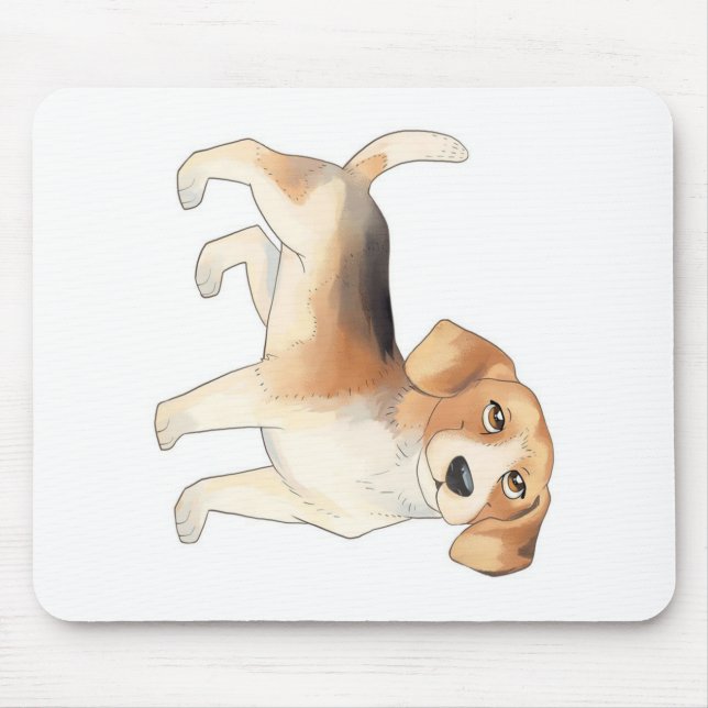 Cute Beagle Dog Paintings Mouse Pad (Front)