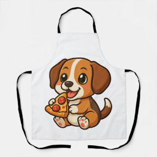 Cute beagle dog pizza pizza lovers cartoon apron