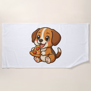 Cute beagle dog pizza pizza lovers cartoon beach towel