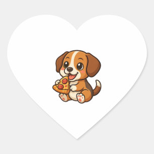 Cute beagle dog pizza pizza lovers cartoon heart sticker
