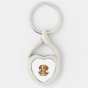 Cute beagle dog pizza pizza lovers cartoon key ring