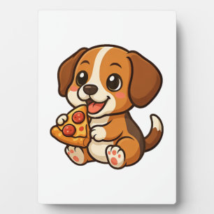 Cute beagle dog pizza pizza lovers cartoon plaque