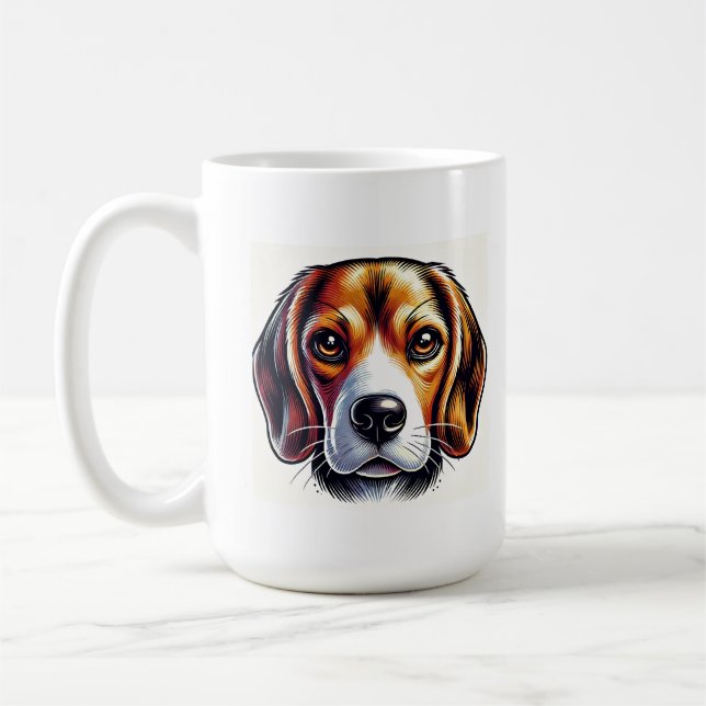 Cute Beagle Dog Portrait with Vibrant Colours Coffee Mug (Left)