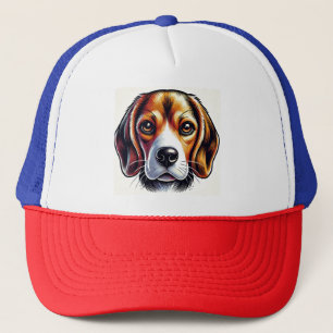 Cute Beagle Dog Portrait with Vibrant Colours Trucker Hat