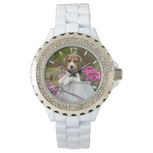 Cute Beagle Dog Puppy Milk Churn women dial-plate Watch