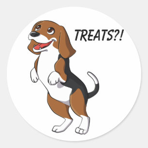 Cute Beagle Dog Puppy Treats Yum Dinner Time Love Classic Round Sticker