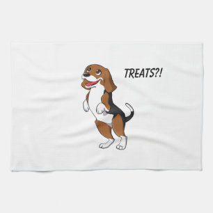 Cute Beagle Dog Puppy Treats Yum Dinner Time Love Tea Towel