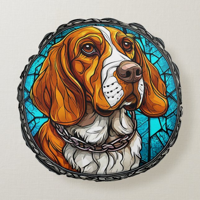 Cute Beagle dog Round Cushion (Front)