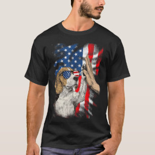 Cute Beagle Dog Usa Flag 4th Of July Aamerican T-Shirt