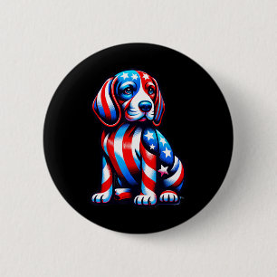 Cute Beagle Dog Usa Flag Women Men Dog Lovers 4th 6 Cm Round Badge