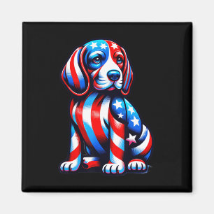 Cute Beagle Dog Usa Flag Women Men Dog Lovers 4th Magnet