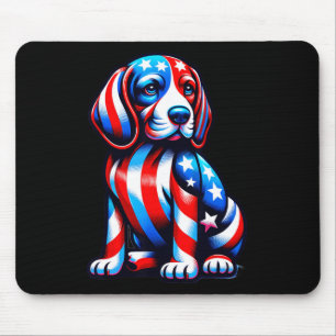 Cute Beagle Dog Usa Flag Women Men Dog Lovers 4th  Mouse Pad