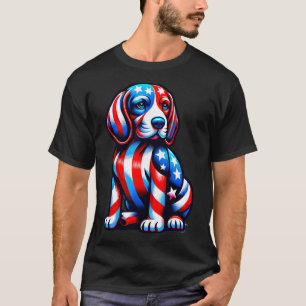 Cute Beagle Dog Usa Flag Women Men Dog Lovers 4th T-Shirt