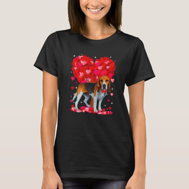 Cute Beagle Dog Valentines Day Heart Puppy Lover P T-Shirt (Front)