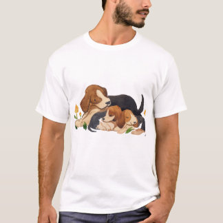 Cute Beagle Dogs and Butterfly Watercolor Illustra T-Shirt