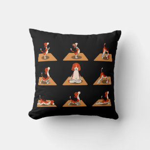 Cute Beagle Dogs Yoga Asana Poses Cushion
