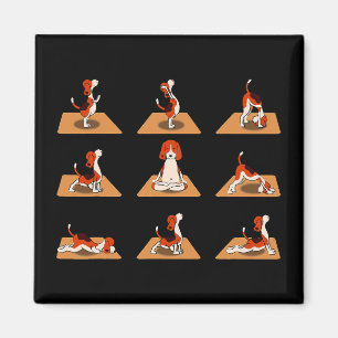 Cute Beagle Dogs Yoga Asana Poses  Magnet