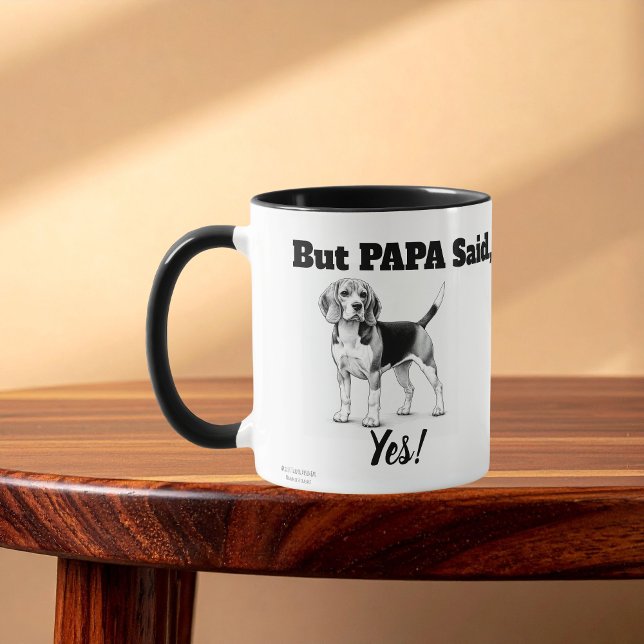 Cute Beagle Drawing / typography Personalise Mug (Creator Uploaded)