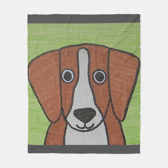 Cute Beagle Fleece Blanket (Front)