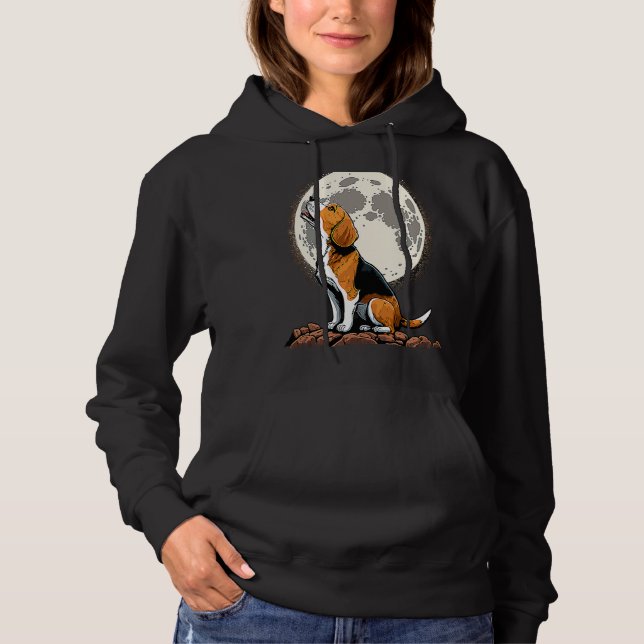 Cute Beagle Howling at the Moon  Beagle Mom Hoodie (Front)