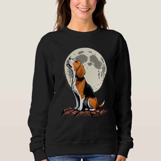 Cute Beagle Howling at the Moon Beagle Mom Sweatshirt (Front)